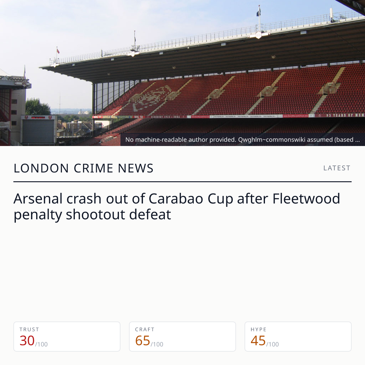 Fleetwood v Arsenal Carabao Cup | London Crime News