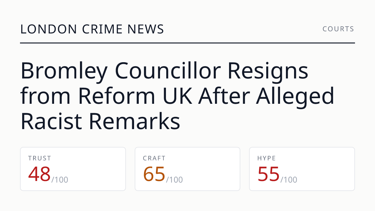 Bromley Councillor Resigns from Reform UK After Alleged Racist Remarks