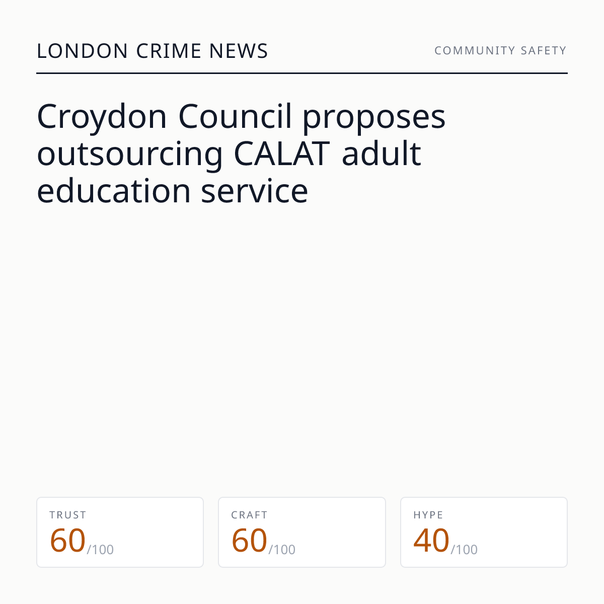 Croydon CALAT outsourcing proposed | London Crime News