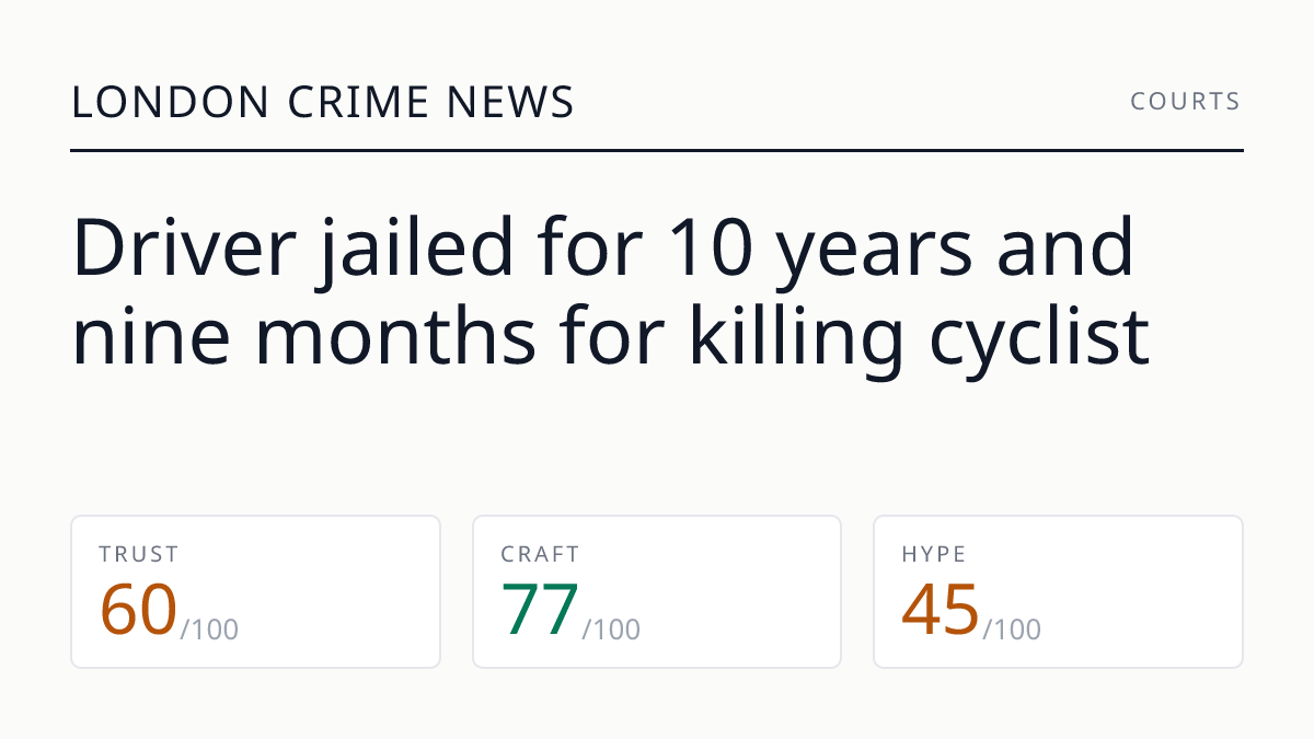 Driver jailed for 10 years and nine months for killing cyclist