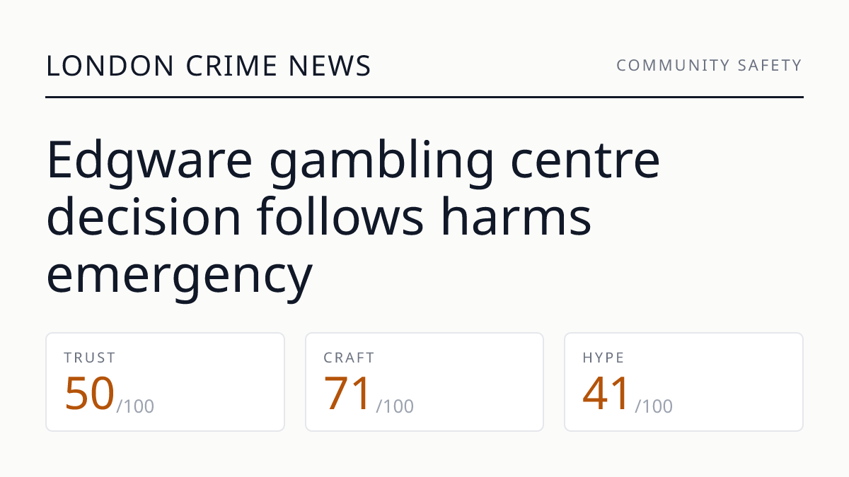 Edgware gambling centre decision follows harms emergency