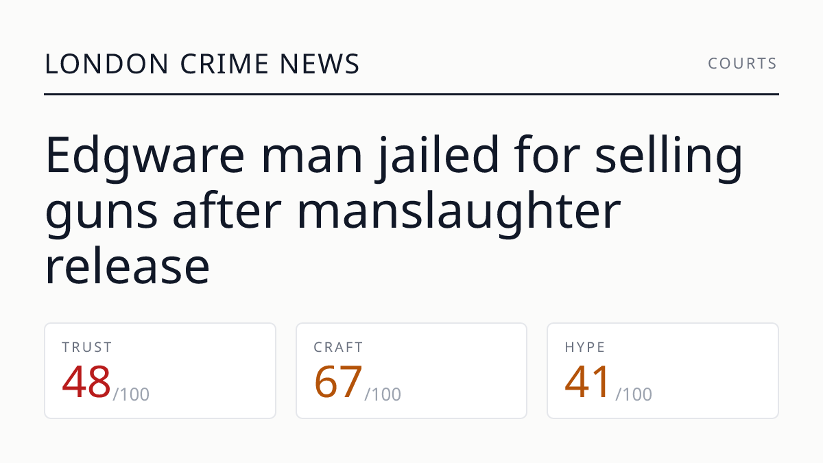 Edgware man jailed for selling guns after manslaughter release