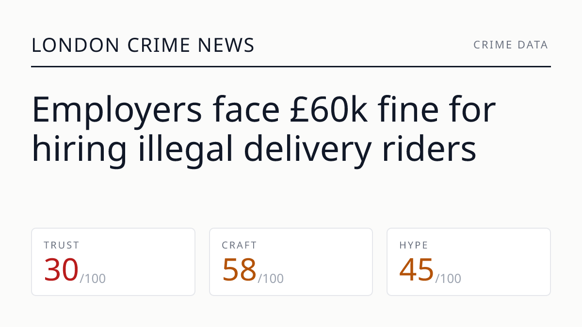 Employers face £60k fine for hiring illegal delivery riders