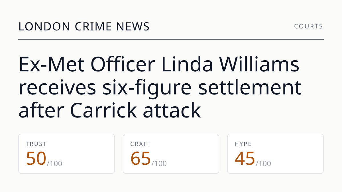 Ex-Met Officer Linda Williams receives six-figure settlement after Carrick attack