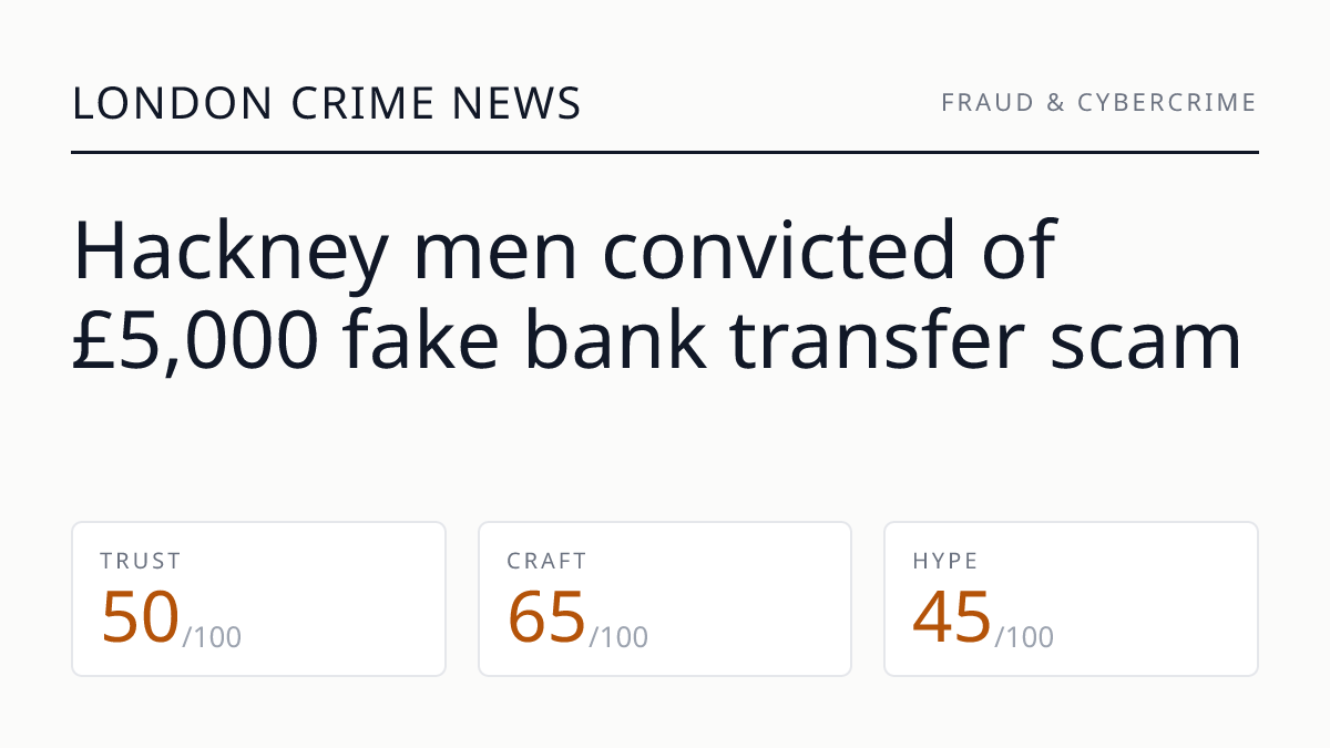 Hackney men convicted of £5,000 fake bank transfer scam