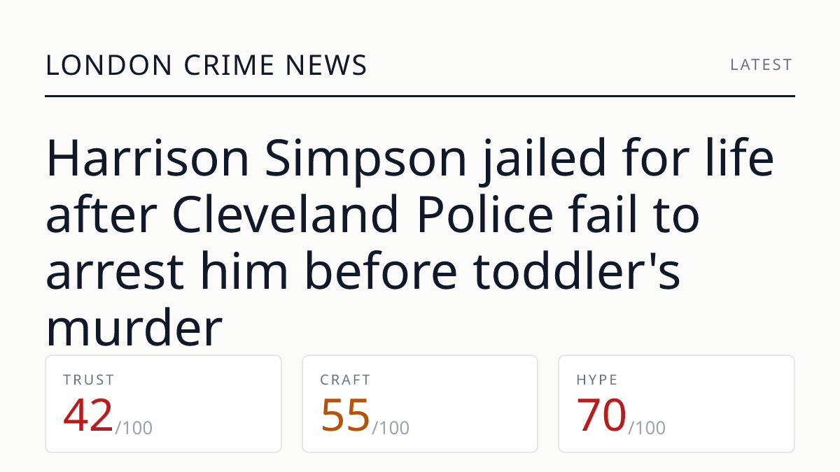 Harrison Simpson jailed for life after Cleveland Police fail to arrest him before toddler's murder