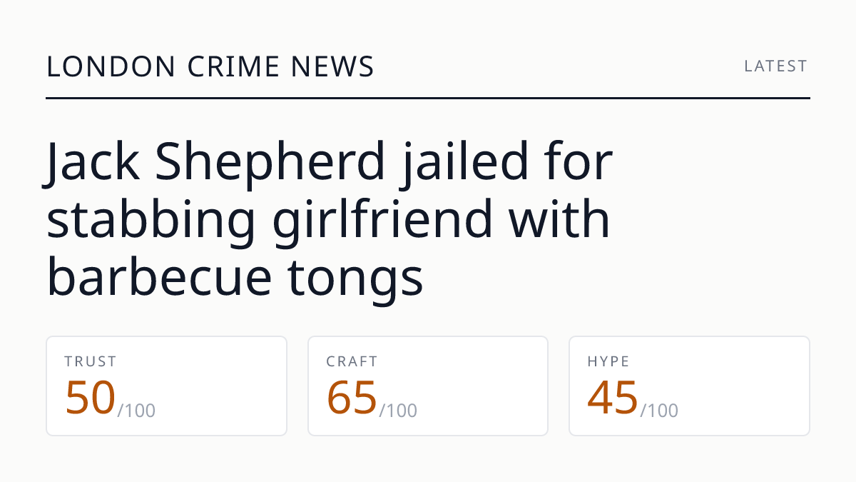 Jack Shepherd jailed for stabbing girlfriend with barbecue tongs