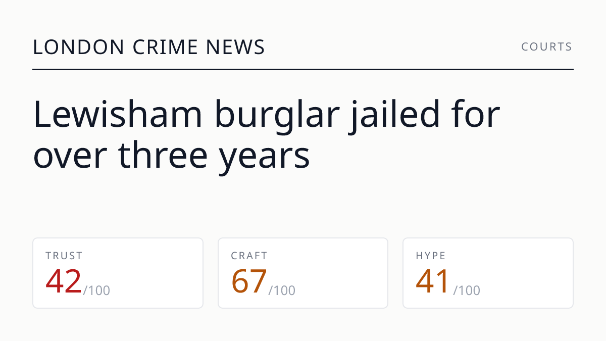 Lewisham burglar jailed for over three years
