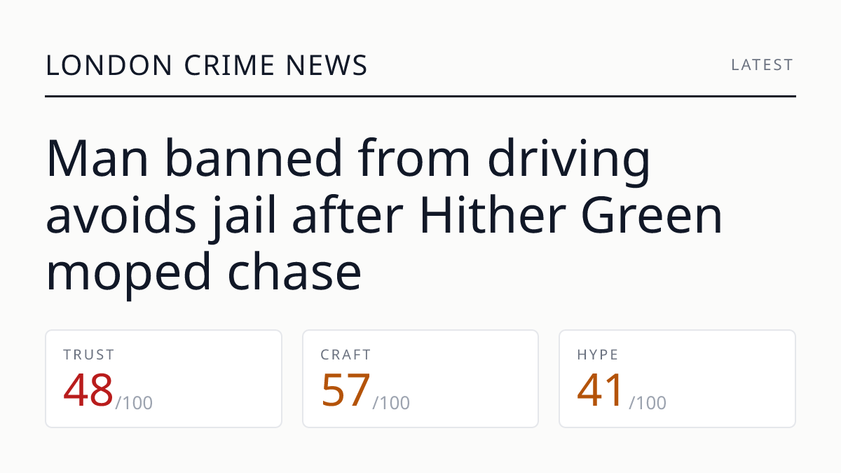 Man banned from driving avoids jail after Hither Green moped chase