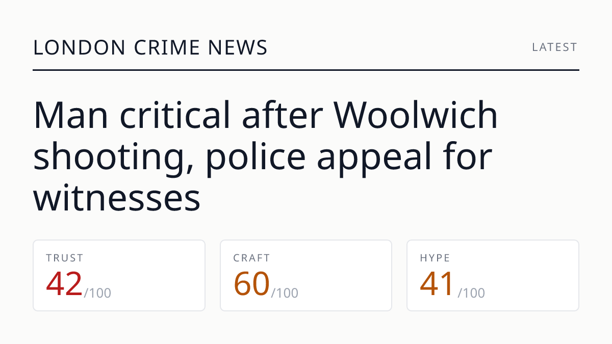 Man critical after Woolwich shooting, police appeal for witnesses