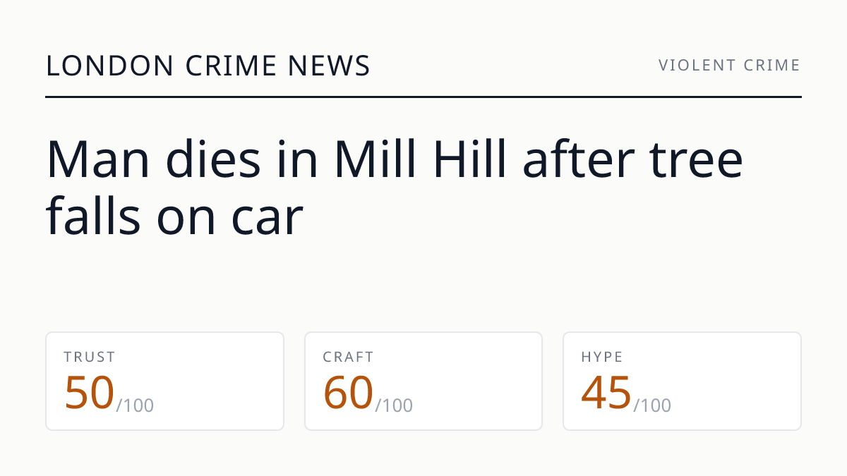 Man dies in Mill Hill after tree falls on car