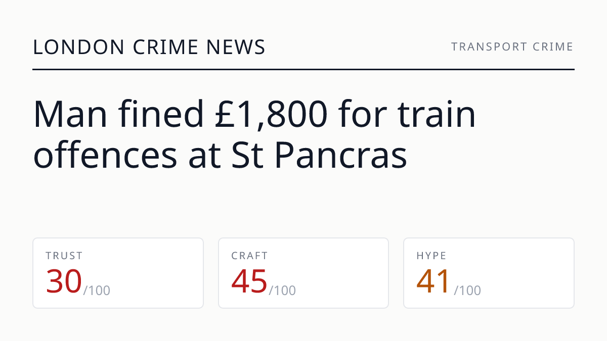 Man fined £1,800 for train offences at St Pancras