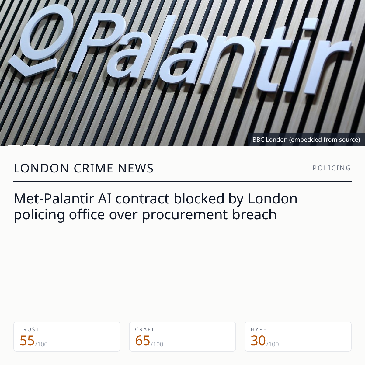 Mopac blocks £50m Met-Palantir AI contract over procurement breach ...