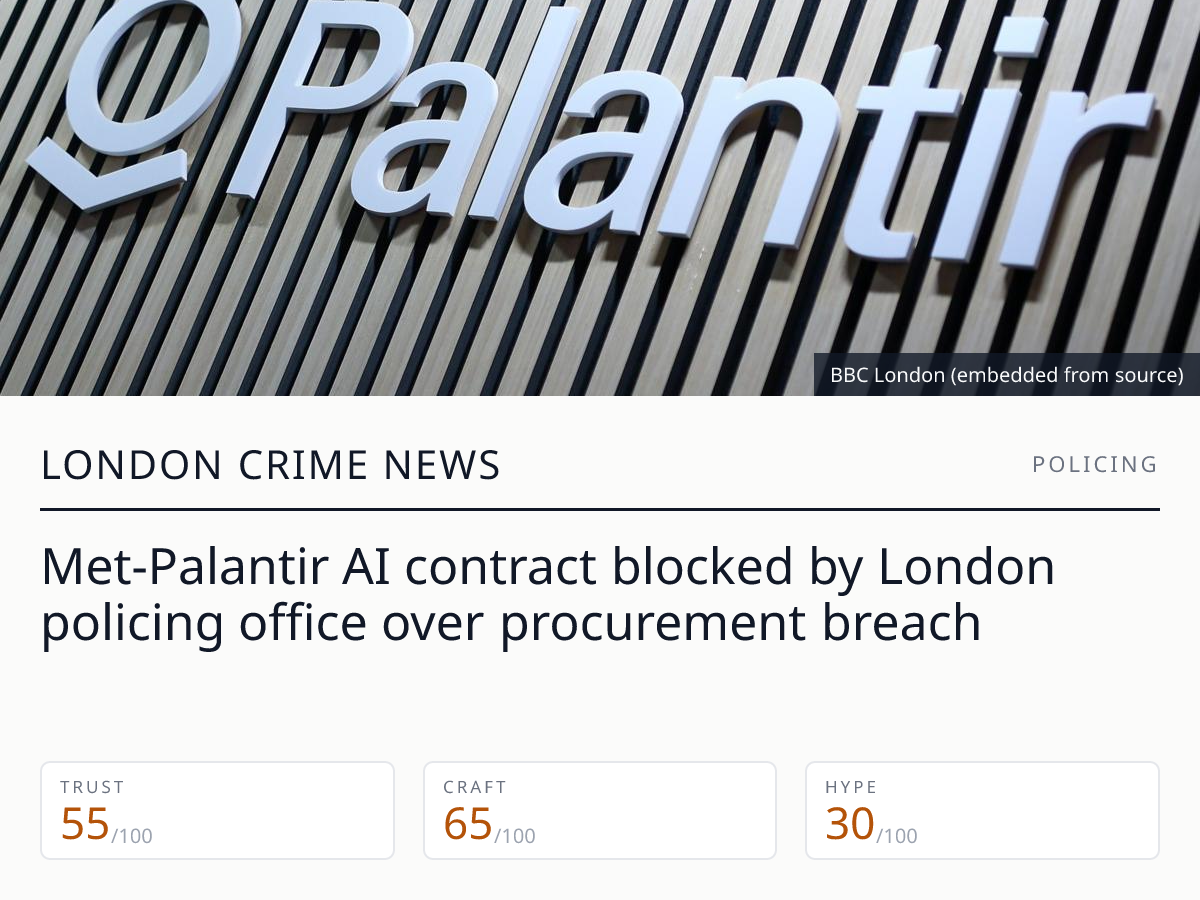 Mopac blocks £50m Met-Palantir AI contract over procurement breach ...