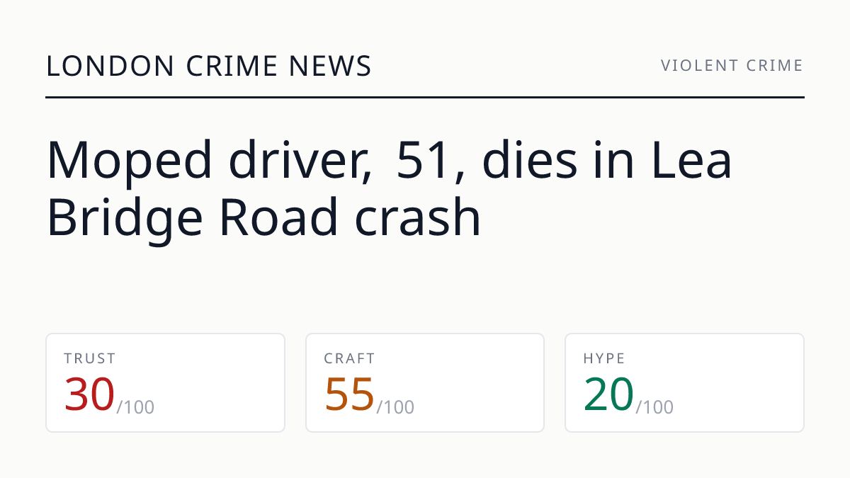 Moped driver, 51, dies in Lea Bridge Road crash
