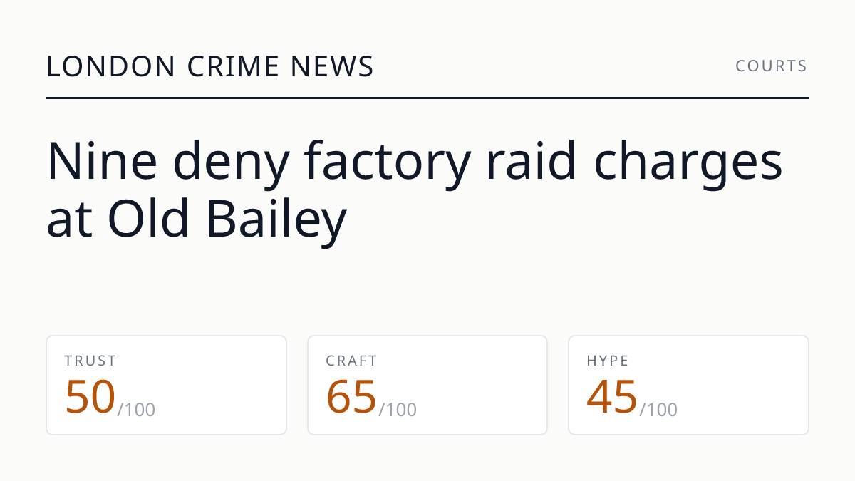 Nine deny factory raid charges at Old Bailey