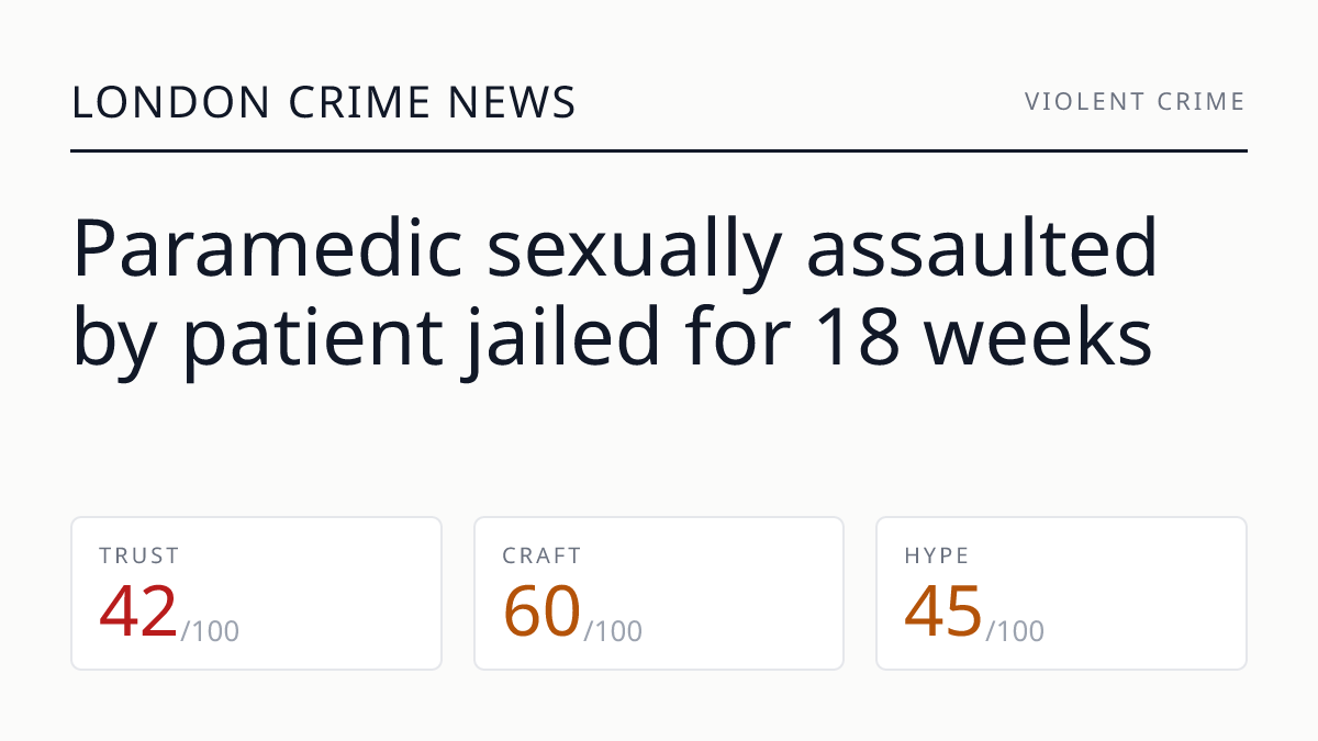 Paramedic sexually assaulted by patient jailed for 18 weeks