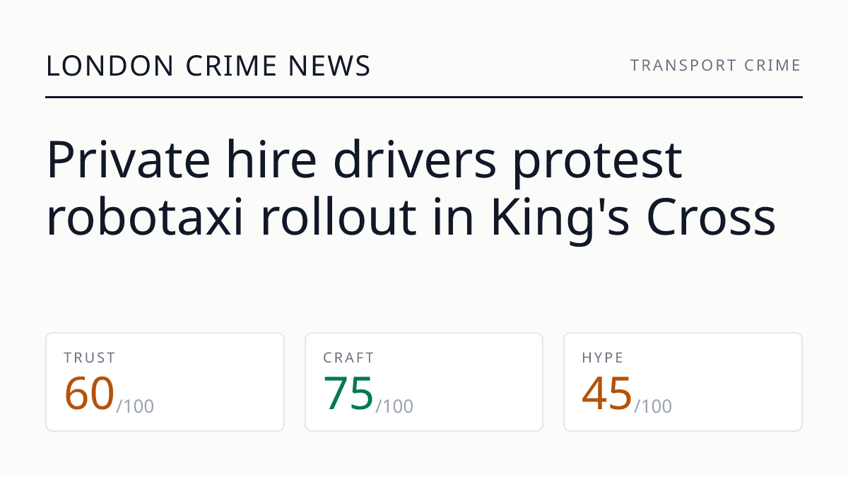 Private hire drivers protest robotaxi rollout in King's Cross