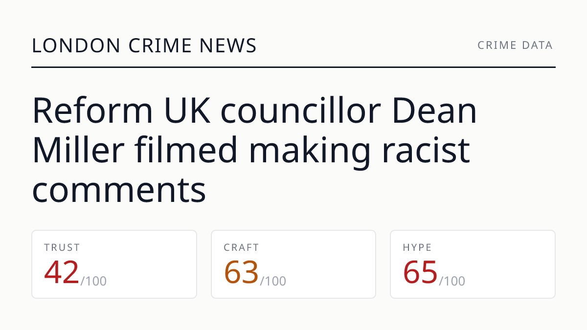 Reform UK councillor Dean Miller filmed making racist comments