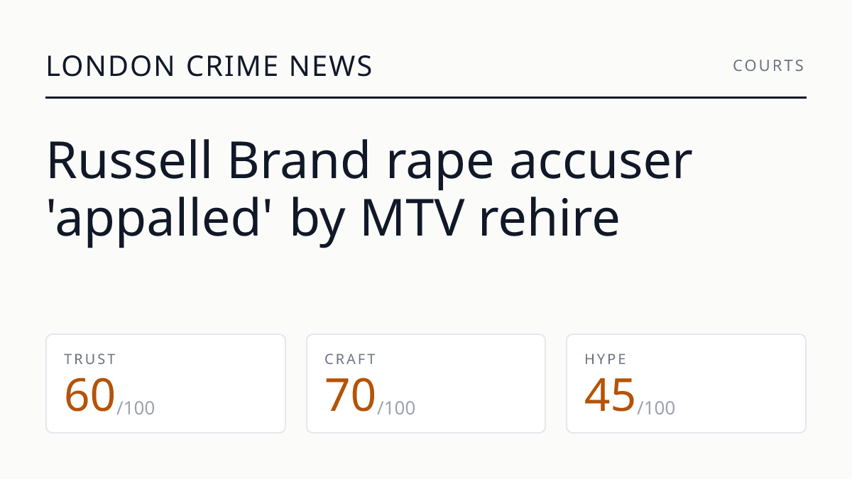 Russell Brand rape accuser 'appalled' by MTV rehire