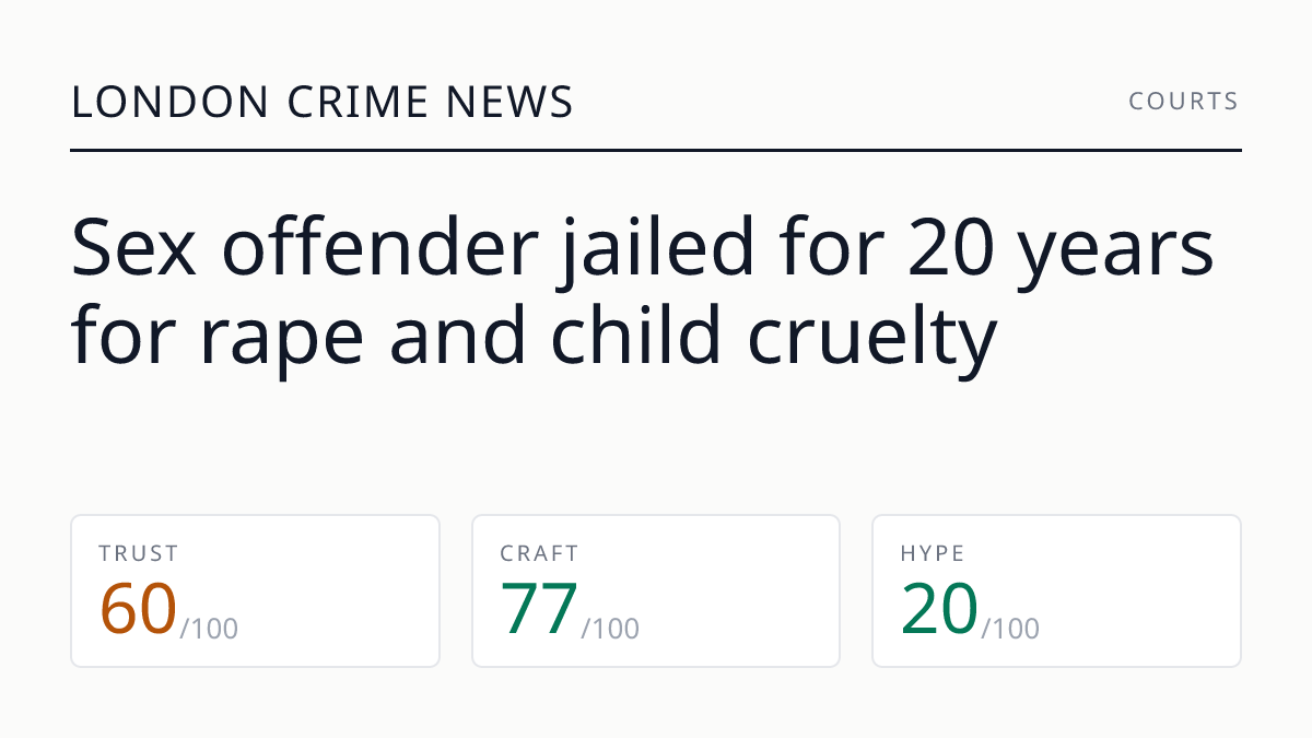 Sex offender jailed for 20 years for rape and child cruelty