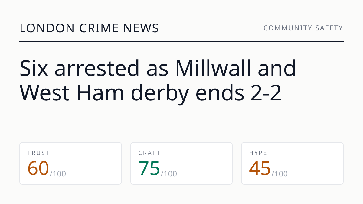 Six arrested as Millwall and West Ham derby ends 2-2