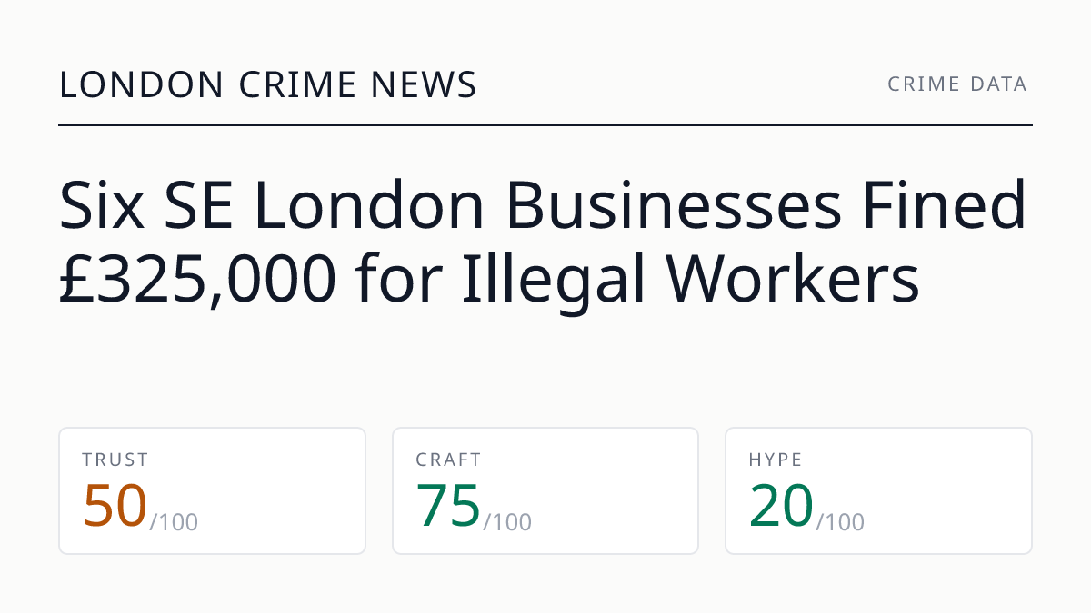 Six SE London Businesses Fined £325,000 for Illegal Workers