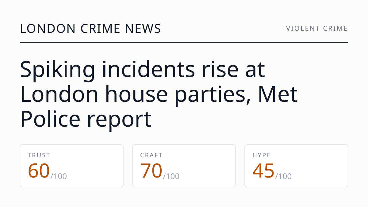 Spiking incidents rise at London house parties, Met Police report