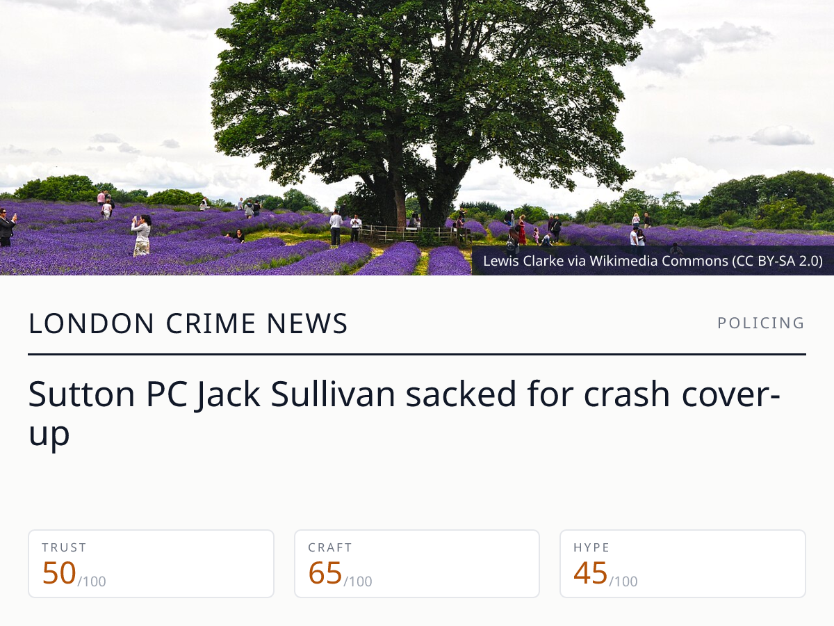 Sutton PC Jack Sullivan sacked | London Crime News