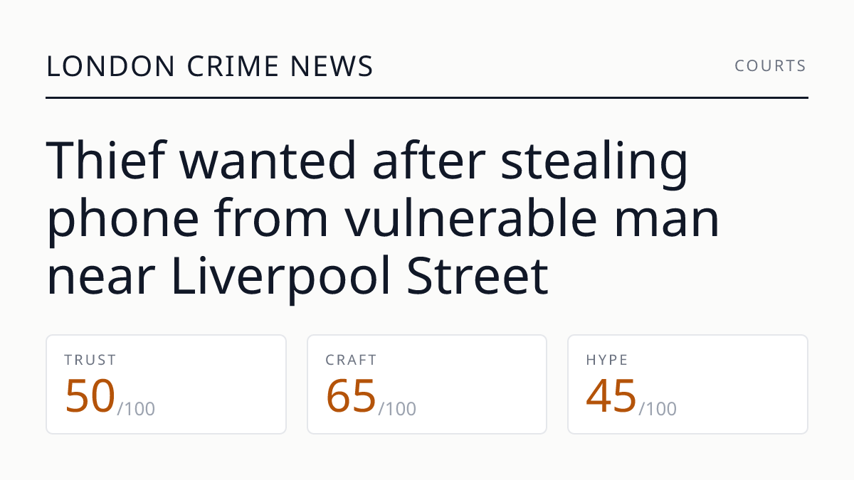Thief wanted after stealing phone from vulnerable man near Liverpool Street