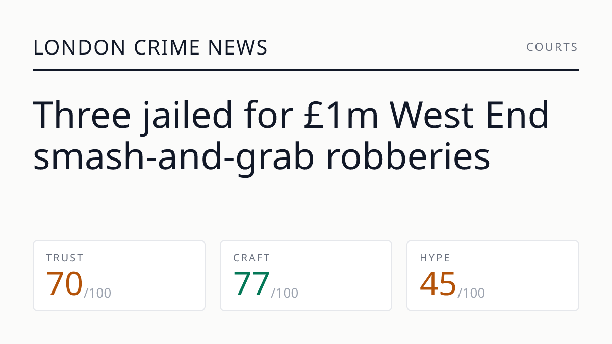 Three jailed for £1m West End smash-and-grab robberies