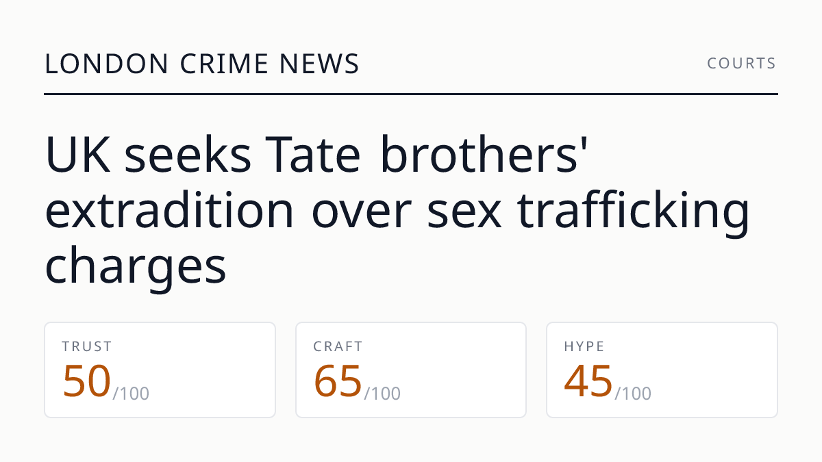 UK seeks Tate brothers' extradition over sex trafficking charges