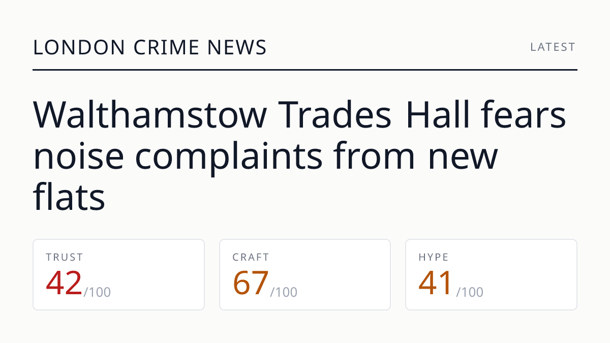 Walthamstow Trades Hall fears noise complaints from new flats