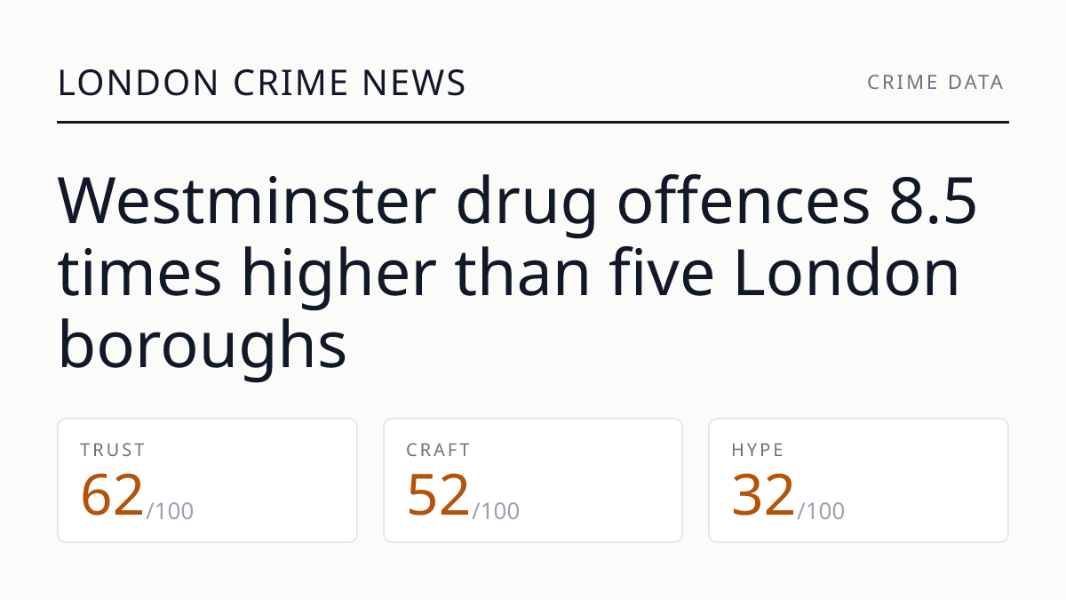 Westminster drug offences 8.5 times higher than five London boroughs