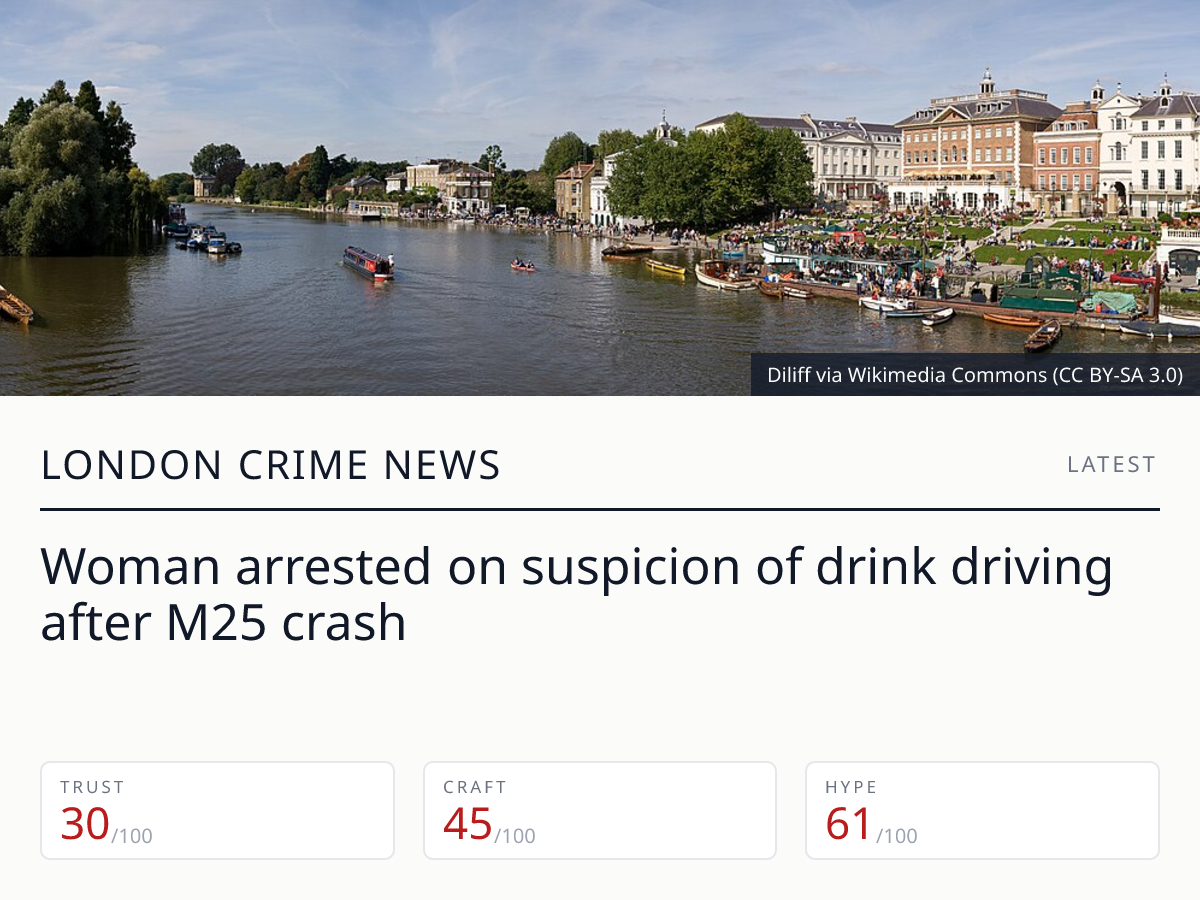 M25 crash: woman arrested | London Crime News